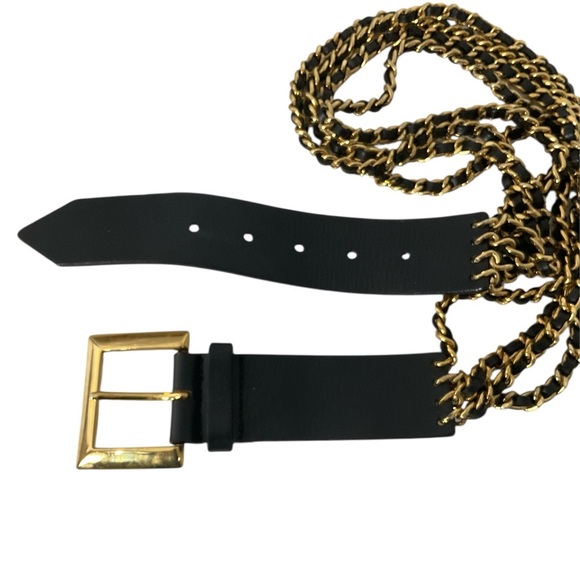 Vintage Streets Ahead Black and Gold Chain Belt made in USA main image 5